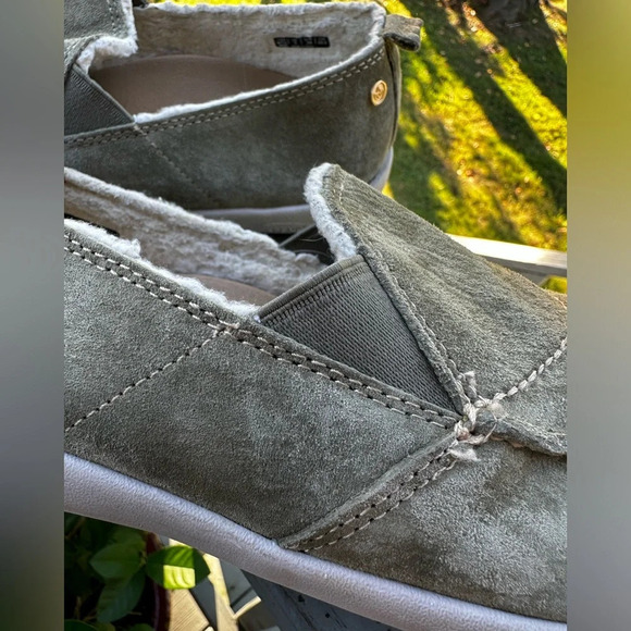 SPENCO Women’s 7.5 WIDE Fiesta Cozy Slip-On Olive Suede Orthotic Blended Wool - Picture 12 of 16